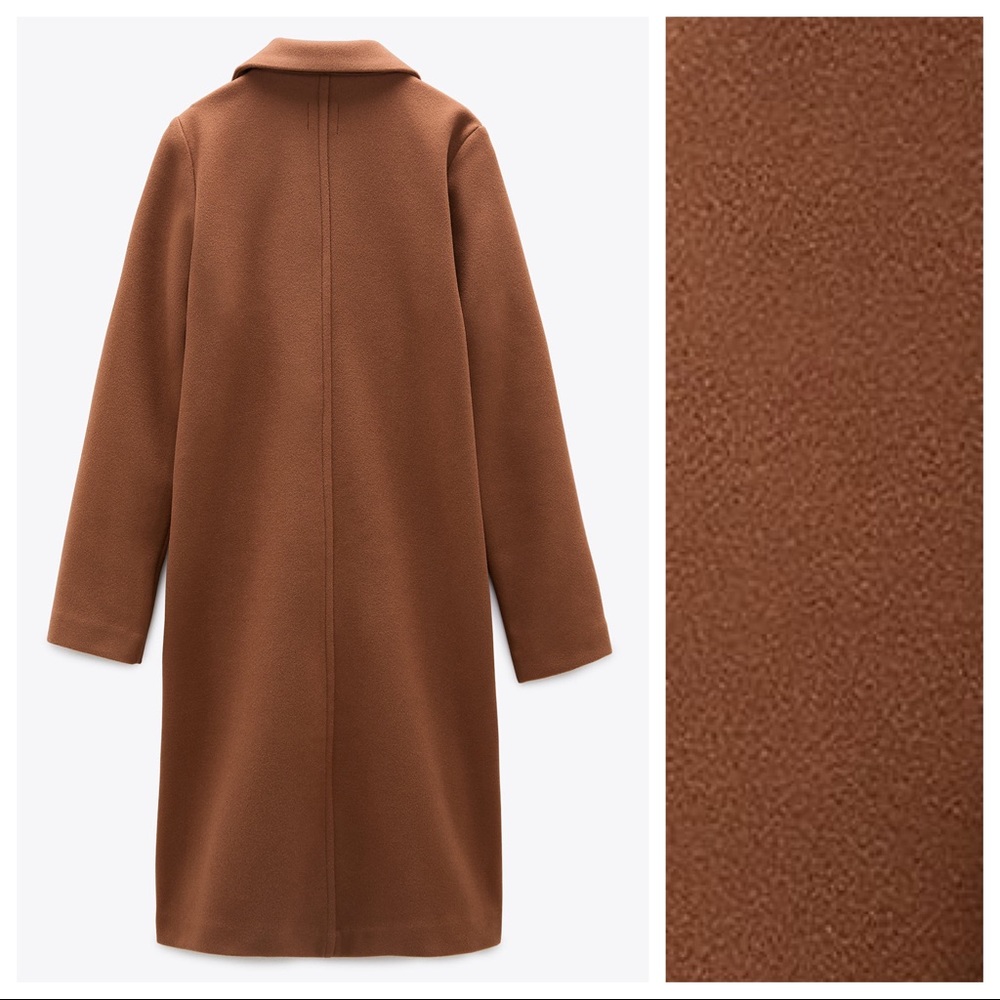 NWT. Zara Brown Open Front Coat. Size S. - Picture 5 of 8